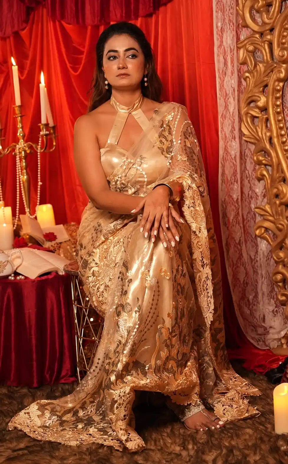 Golden Hour Silk-Net Saree